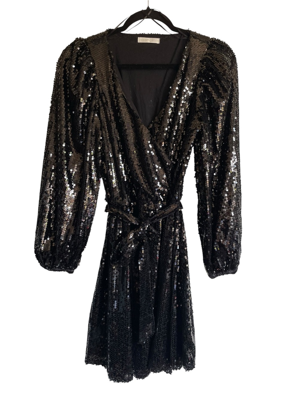 Design History Black Iridescent Sequin Fabric Panel Dress NWT‎